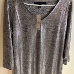 White House Black Market Metallic Long Sleeve Top